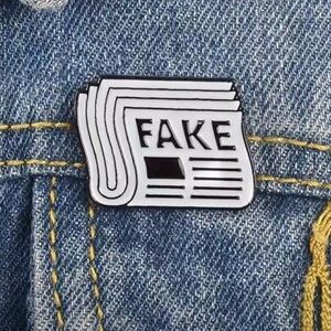 3/$25 Acrylic Pin “Fake” Newspaper